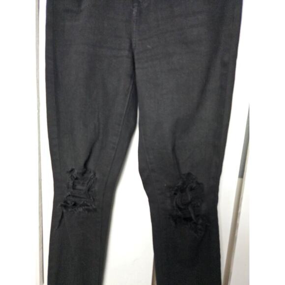 L'Agence High Line Skinny High Rise Saturated Black Distruct Distressed Jeans 24 - Picture 6 of 16